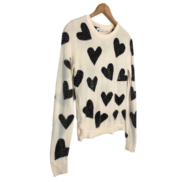 Alice + Olivia | Carey Sequin-Heart Wool Pullover Sweater - Picture 2 of 12